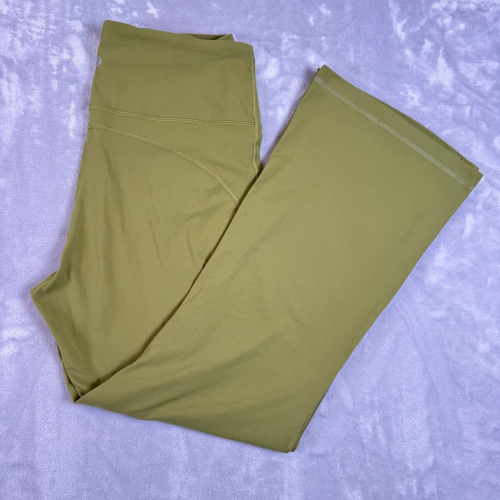 Lululemon Groove Super High-Rise Flared Pants Olive Green Nulu Yoga Size 12